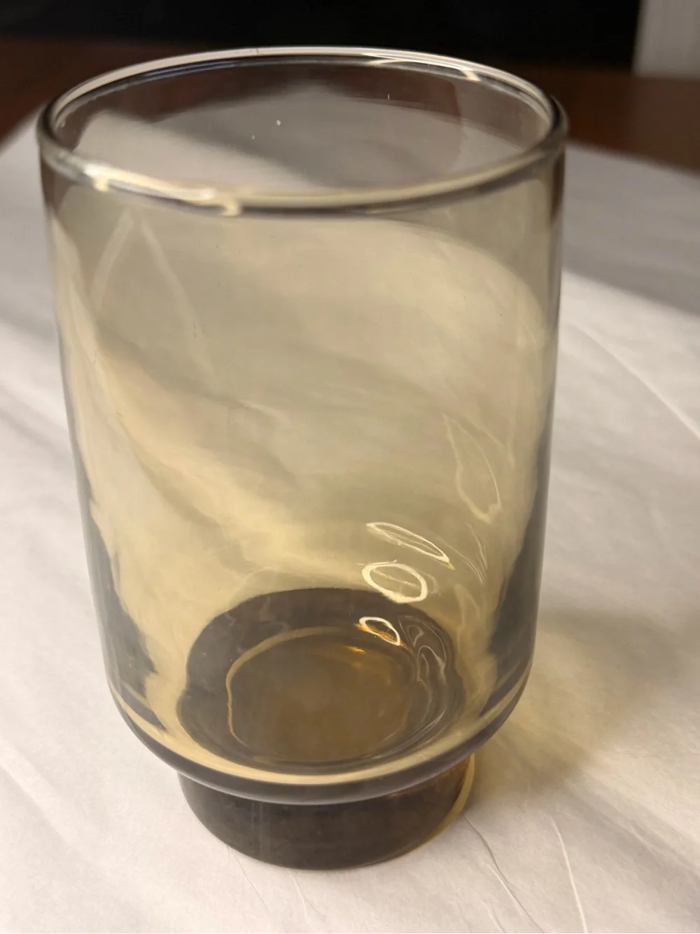 Vintage libbey tawny accent smoke brown Amber Glass Tumbler cups Pair mcm